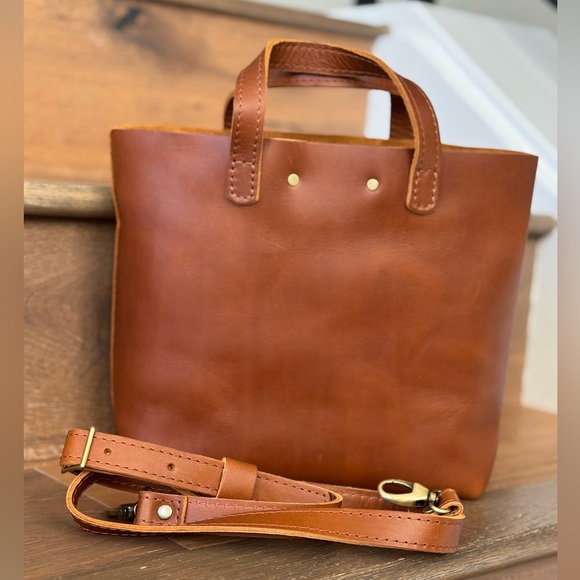 Portland Leather Goods Mini Crossbody Tote Honey New - Picture 2 of 6